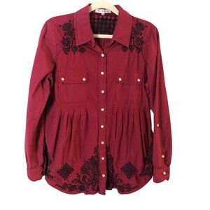 Johnny Was 3J Workshop Embroidered Striped Shirt